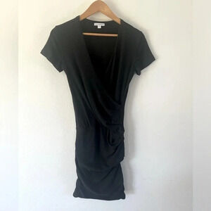 Standard James Perse ESTILO Charcoal Heather Gray Ruched Short Sleeve Dress Size